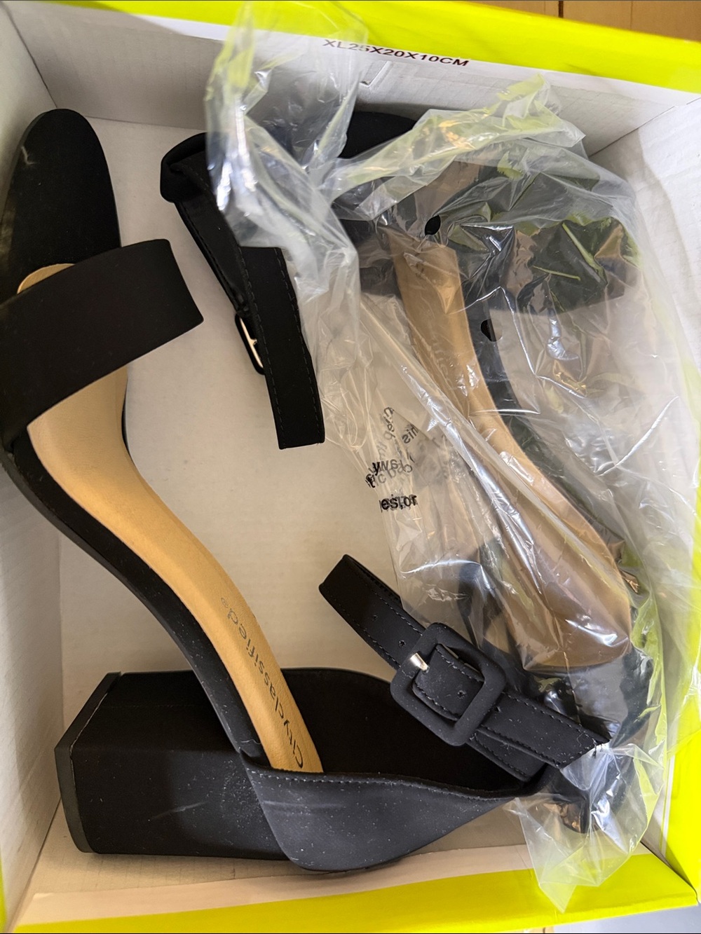 Black Women's Block Heel Sandals with Ankle Strap